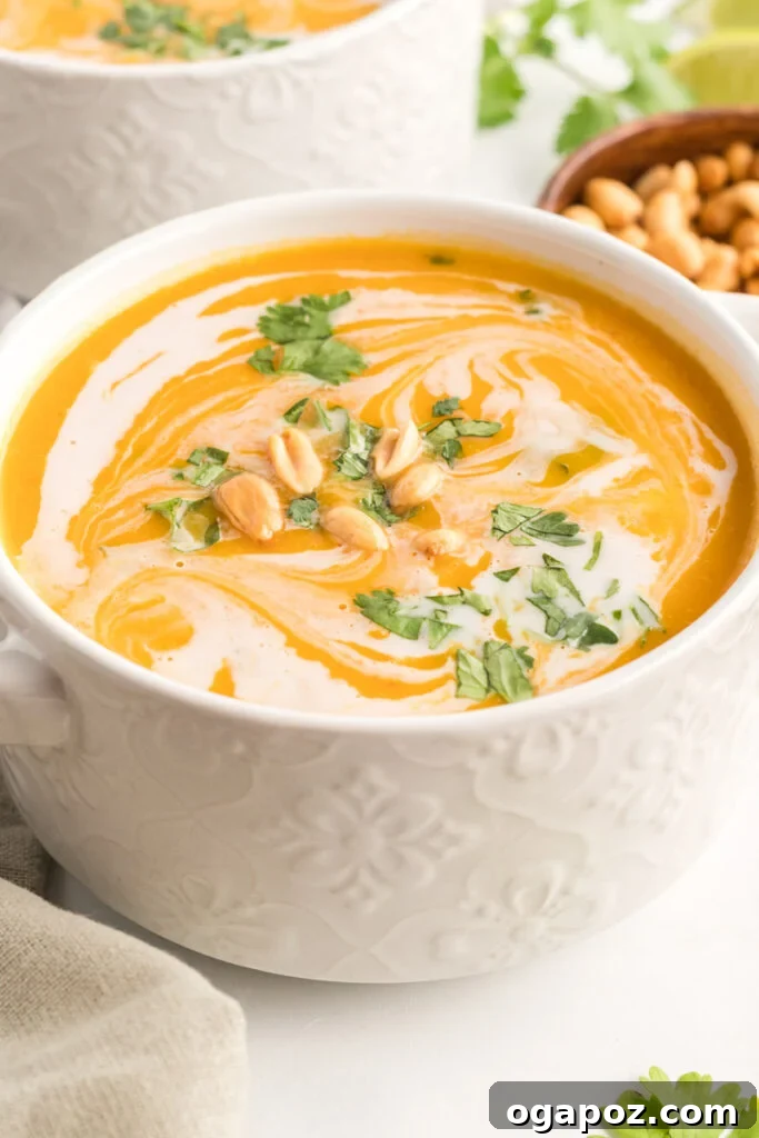 Instant Pot Butternut Squash Soup with fresh cilantro garnish