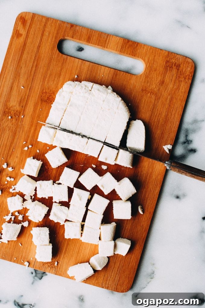 Effortless Creamy Paneer Kofta Curry 14 Block of freshly made homemade paneer.