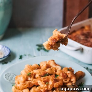 Pumpkin Mac and Cheese with fork