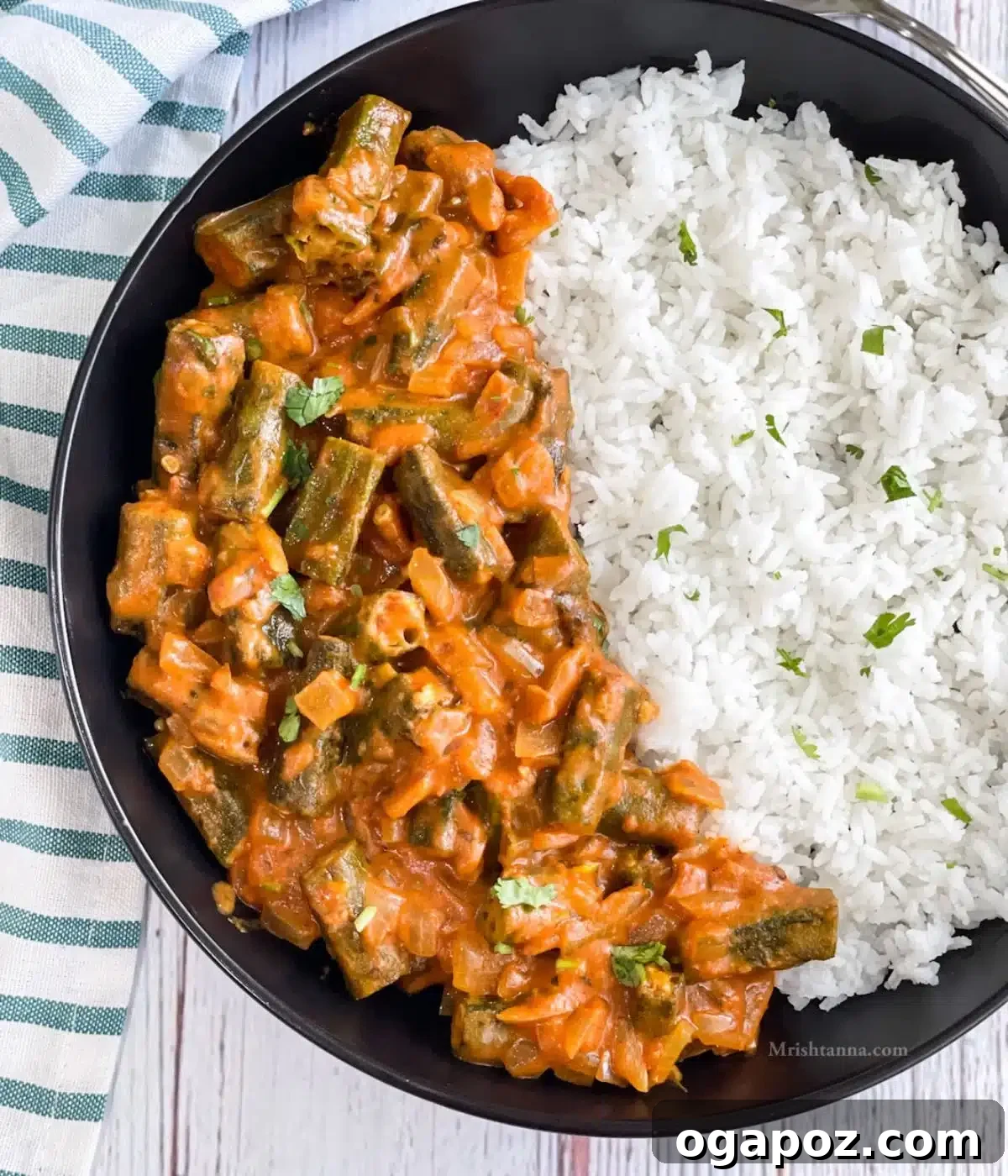 Flavorful Indian Vegetarian Dinner Ideas 19 A delicious and easy Vegan Okra Curry (Bhindi Masala), showcasing perfectly cooked okra in a rich, aromatic sauce.