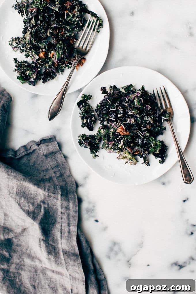 Elevate Your Wing Meal Side Dish Ideas 17 A vibrant Crispy Kale Caesar Salad in a bowl.