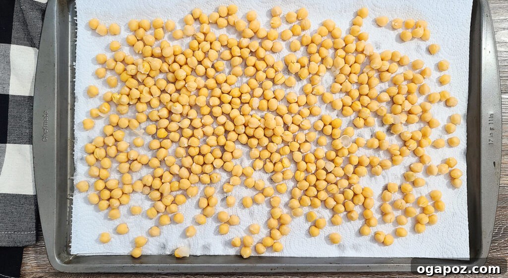 Crunchy Air Fryer Chickpeas 5 Air Fryer Chickpeas on baking sheet