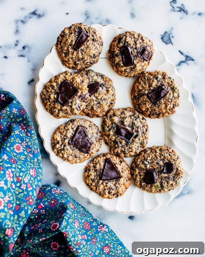 Wholesome Seeded Currant Cookies 4 A plate of freshly baked wholesome seed and currant cookies, casually placed on a picnic blanket in a sun-drenched garden.