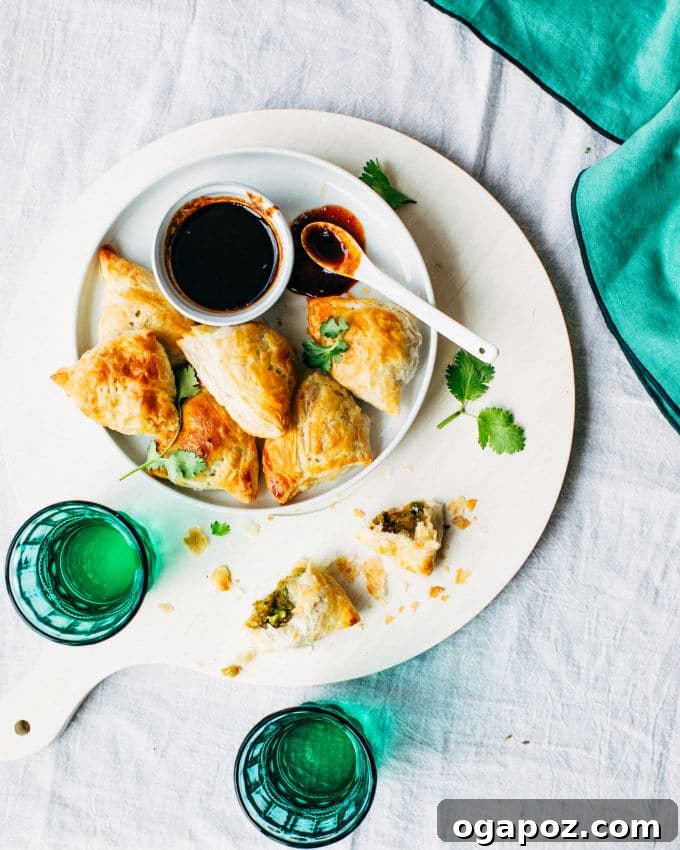 Effortless Flaky Samosas 5 A close-up of the delicious and aromatic vegetarian potato and pea filling for samosas, rich with Indian spices.