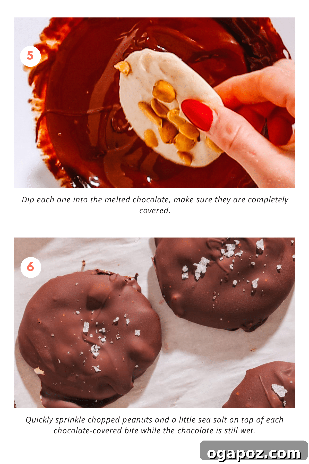 Peanut Butter Chocolate Greek Yogurt Bliss Bites 7 Dipping Peanut Butter Frozen Yogurt Bites in melted chocolate