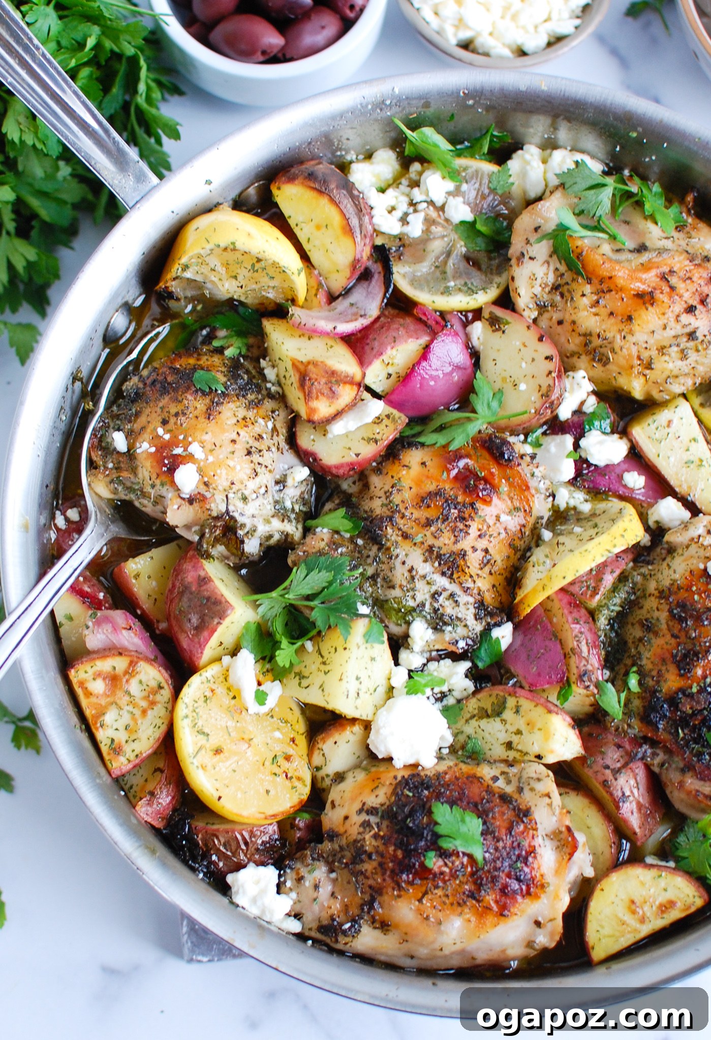 Zesty Greek Lemon Chicken 4 Greek Lemon Chicken with parsley.