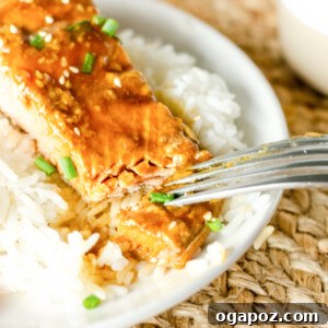 Teriyaki Salmon Recipe with fork