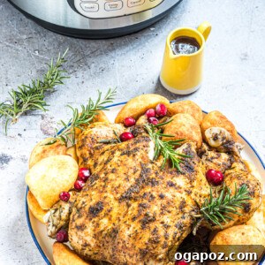 Instant Pot Rotisserie Chicken ready to serve