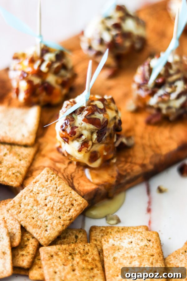 Honey-Kissed Goat Cheese Delights 8 Honey Goat Cheese Balls on cutting board