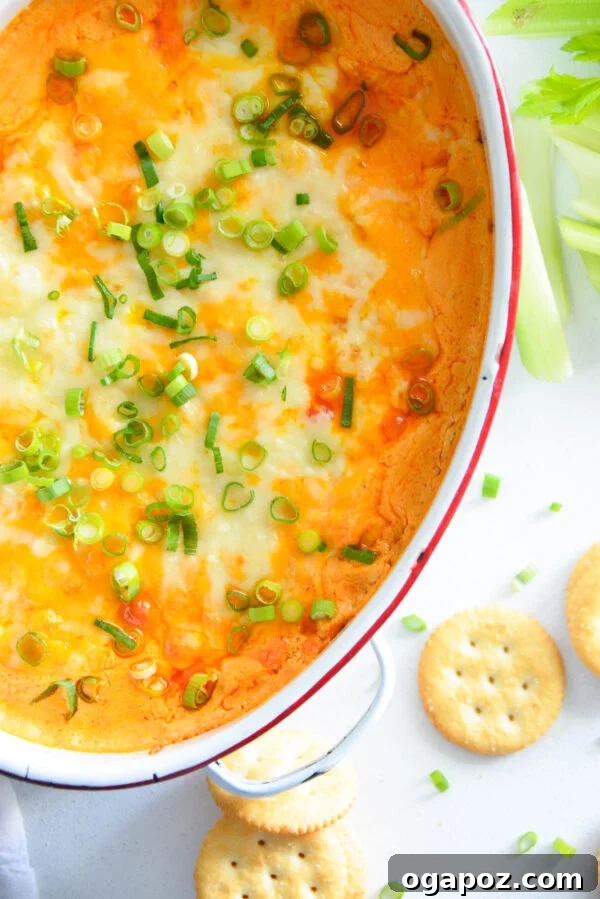 Ultimate Buffalo Chicken Dip Recipe 2 Creamy Buffalo Chicken Dip in a white bowl, ready to serve