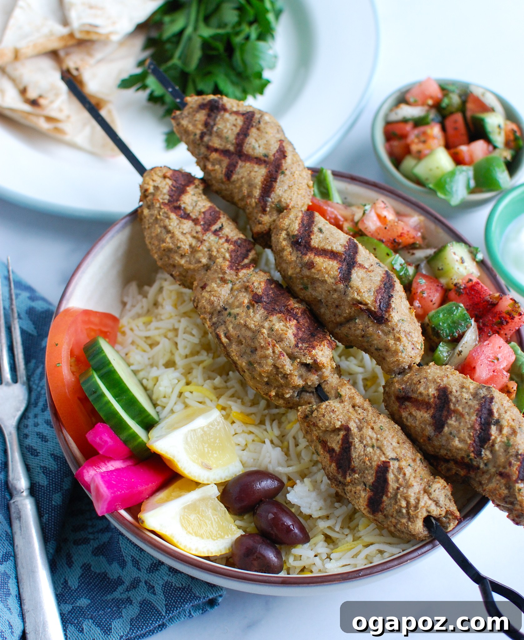 Chicken Kofta elegantly arranged in a vibrant rice bowl.