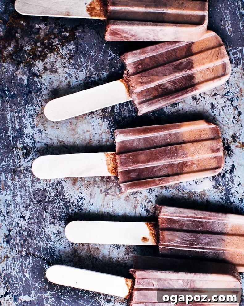 Ultimate Healthy Homemade Fudgesicles 3 close up of creamy homemade fudgesicles