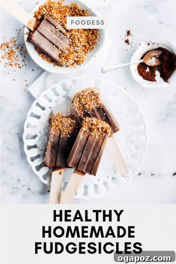 Pin this recipe for healthy homemade fudgesicles