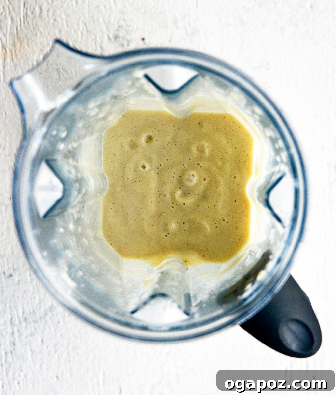 Instant Pot Cauliflower Soup pureed in a blender.
