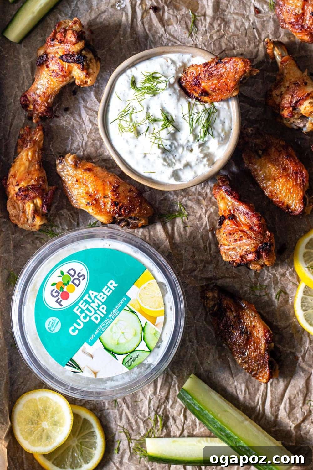10 Grilling Secrets for Perfect Crispy Chicken Wings 8 Golden Greek Grilled Chicken Wings with a creamy Feta Cucumber Dip.