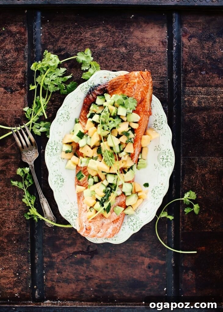 Mastering Juicy Salmon: Top Recipes and Chef's Hacks 8 Salmon with Jalapeno-Melon Salsa - Foodess