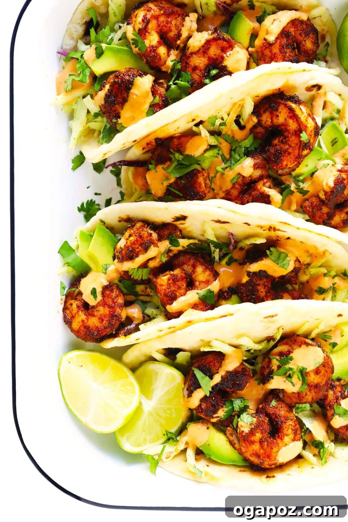 Healthy Shrimp Dinners You'll Crave 15 Colorful Shrimp Tacos with fresh avocado and lime slaw.