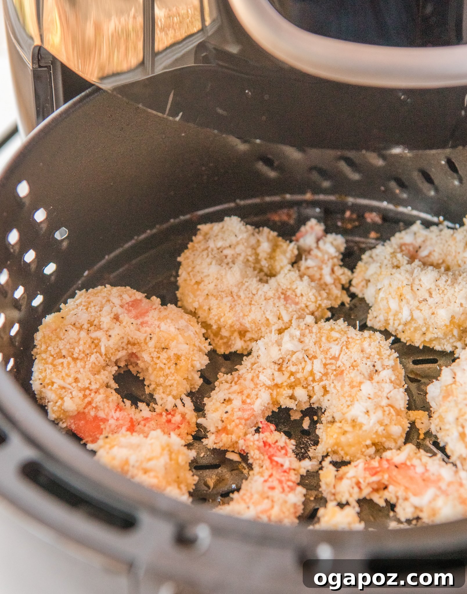 Crispy Air-Fried Coconut Shrimp 9 Air Fryer Coconut Shrimp in the air fryer.