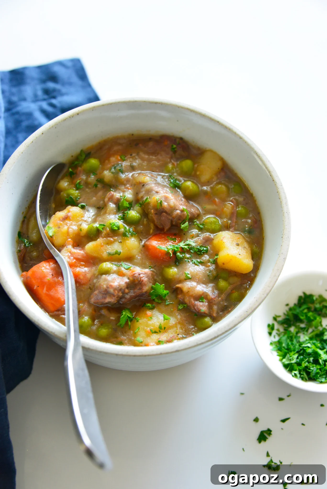 Quick and Tender Instant Pot Beef Stew 2 Instant Pot Beef Stew Recipe with spoon, showcasing tender beef and vibrant vegetables