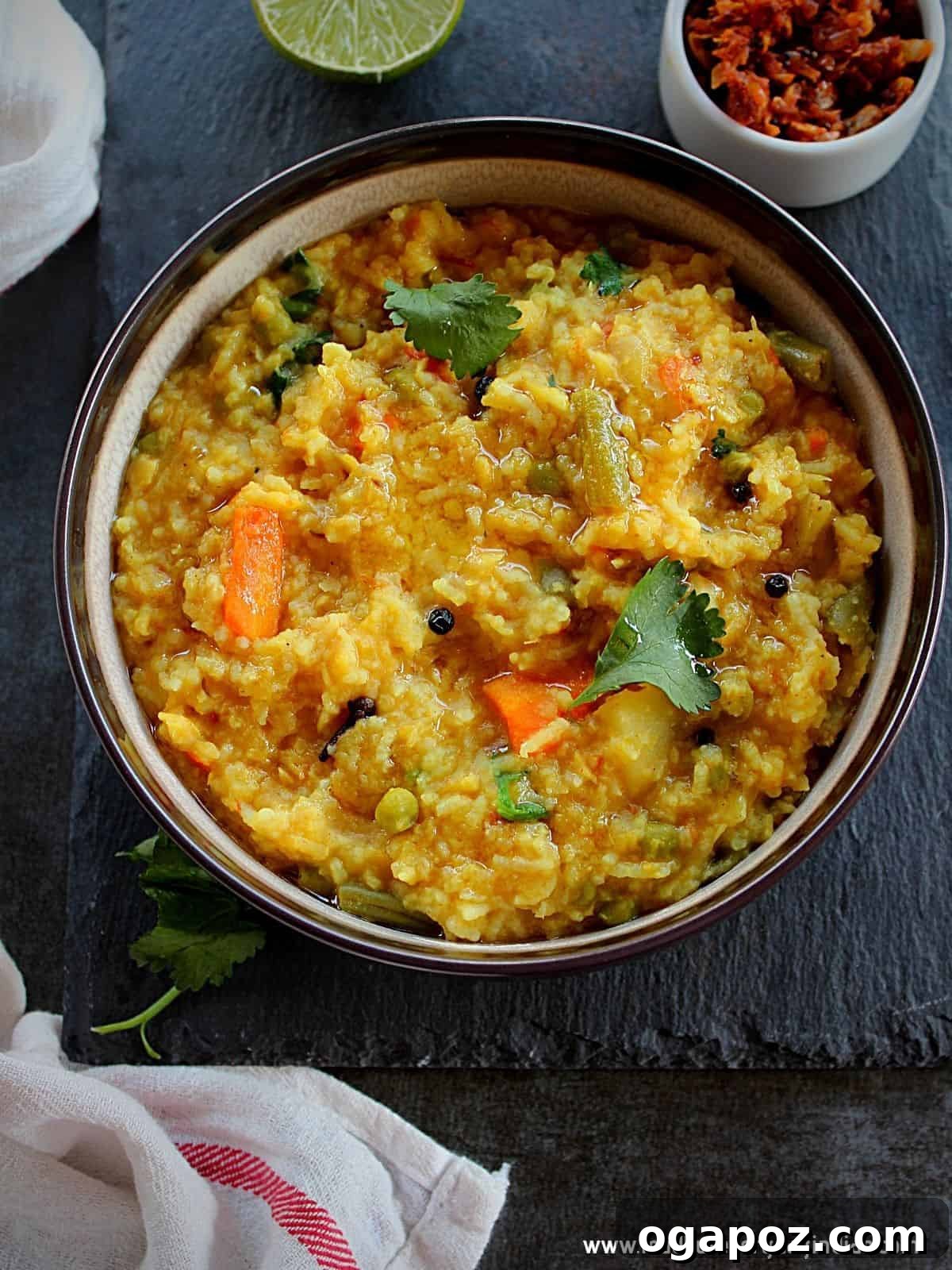 Quick & Flavorful: 14+ Instant Pot Indian Recipes You'll Adore 12 Wholesome Instant Pot Khichdi, a savory Indian porridge.