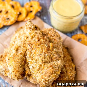 Pretzel Crusted Chicken Recipe with honey mustard.