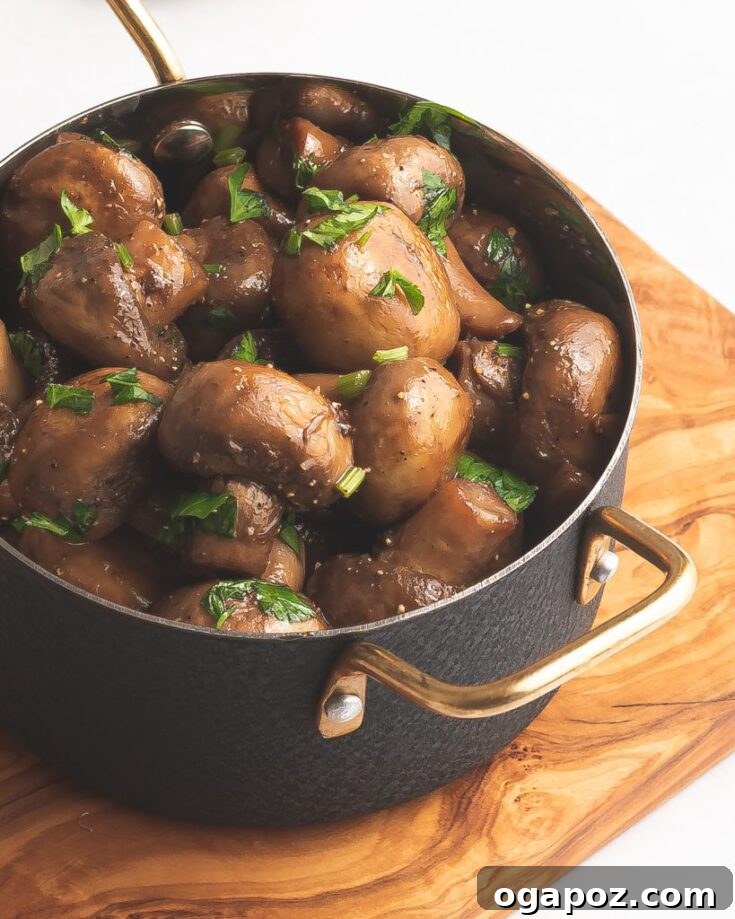Garlic Sautéed Mushrooms with fresh parsley.