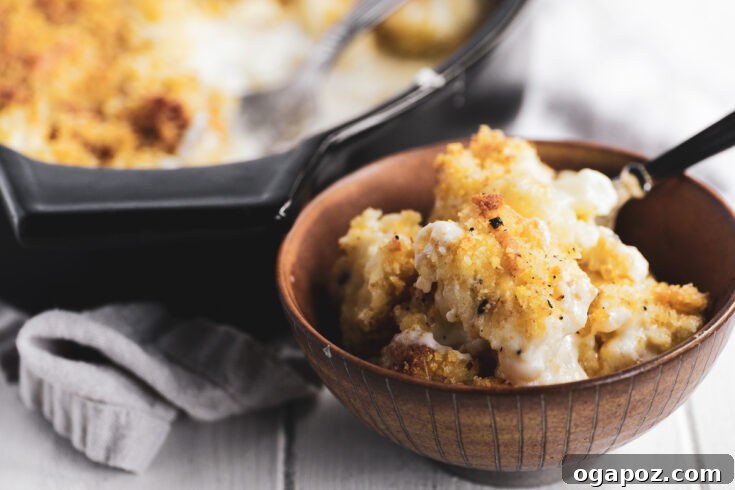 Creamy Ina Garten’s Cauliflower Gratin with a golden-brown top.