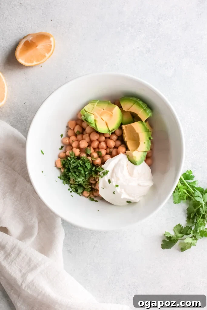 Your New Favorite Vegan Chickpea Salad Sandwich 6 Chickpea Salad Sandwich ingredients in bowl.