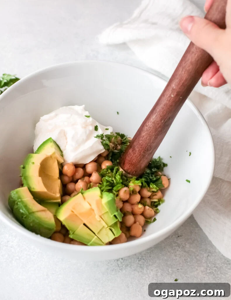 Your New Favorite Vegan Chickpea Salad Sandwich 5 Chickpea Salad Sandwich with masher.