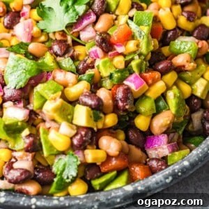 Final plated Cowboy Caviar Recipe in a rustic bowl.
