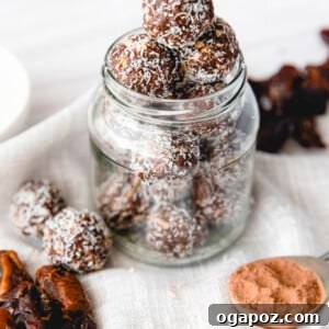 Easy Date Protein Balls in jar.
