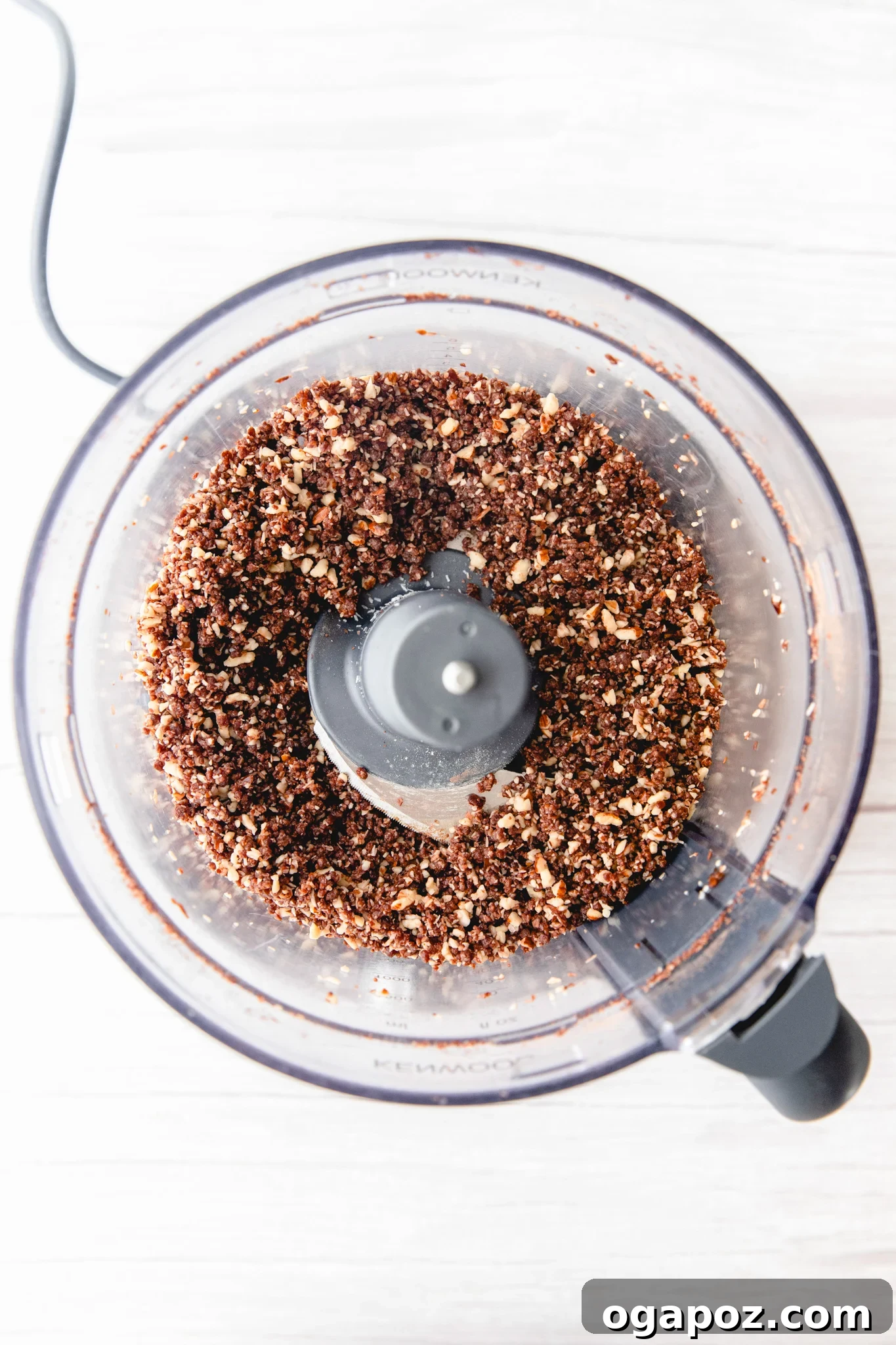 No-Bake Date Energy Bites 7 blended ingredients in a food processor for date energy balls before forming into balls