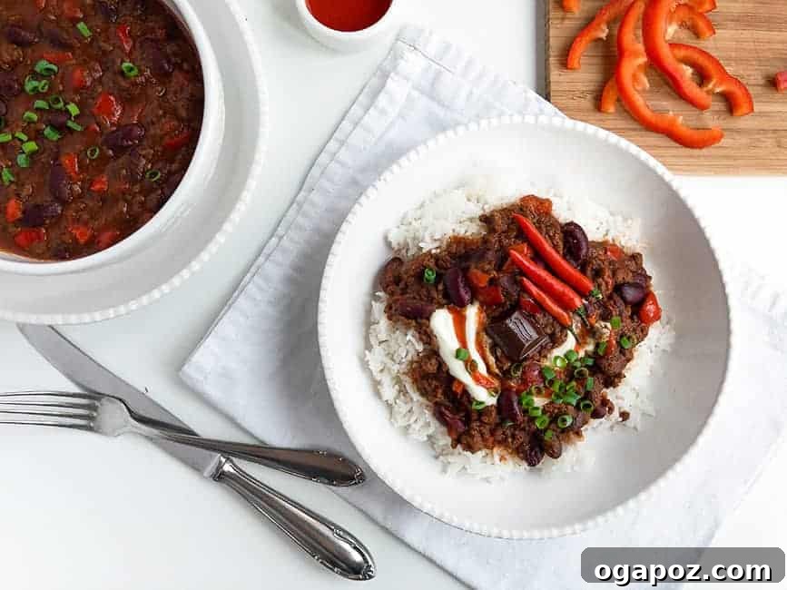 26+ Meat Sauce Masterpieces Delicious Dinners and Effortless Encore Meals 17 Hearty Leftover Bolognese Chili Con Carne with a chocolate garnish