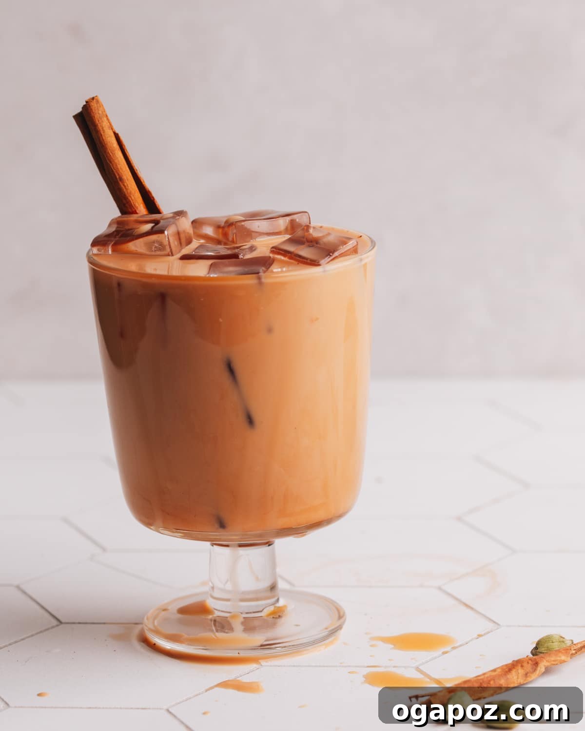 Ultimate Indian Drink Recipes 4 Iced Chai Latte in Glass with cinnamon stick