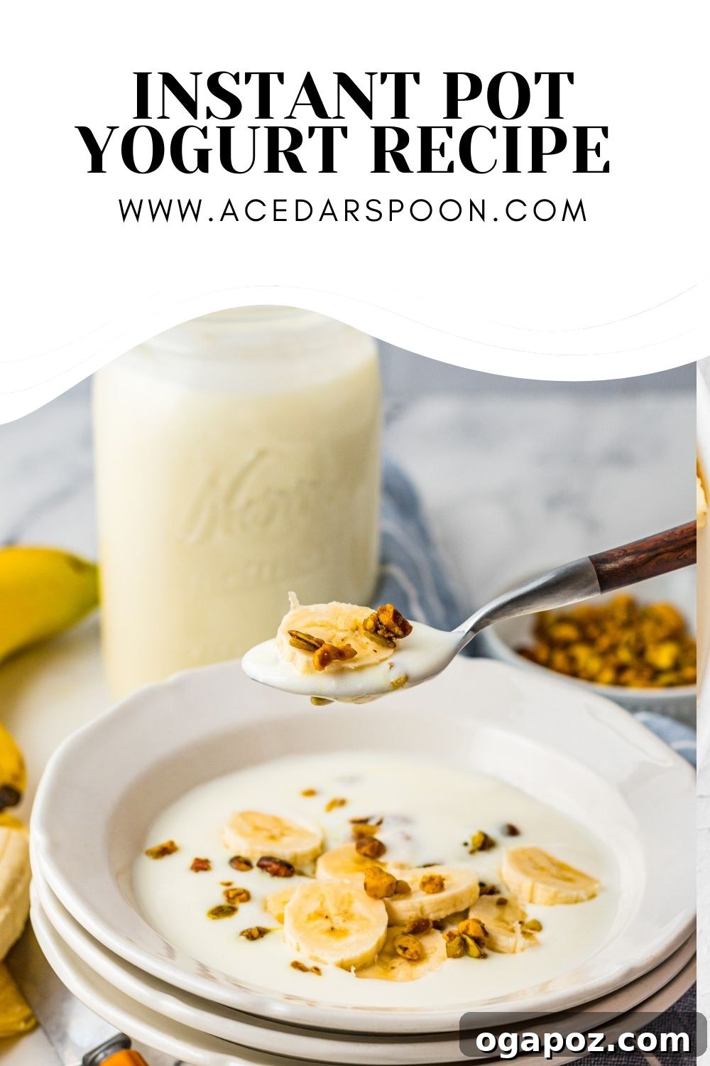 Creamy Homemade Instant Pot Yogurt 9 Instant Pot Yogurt Recipe with spoon of granola.