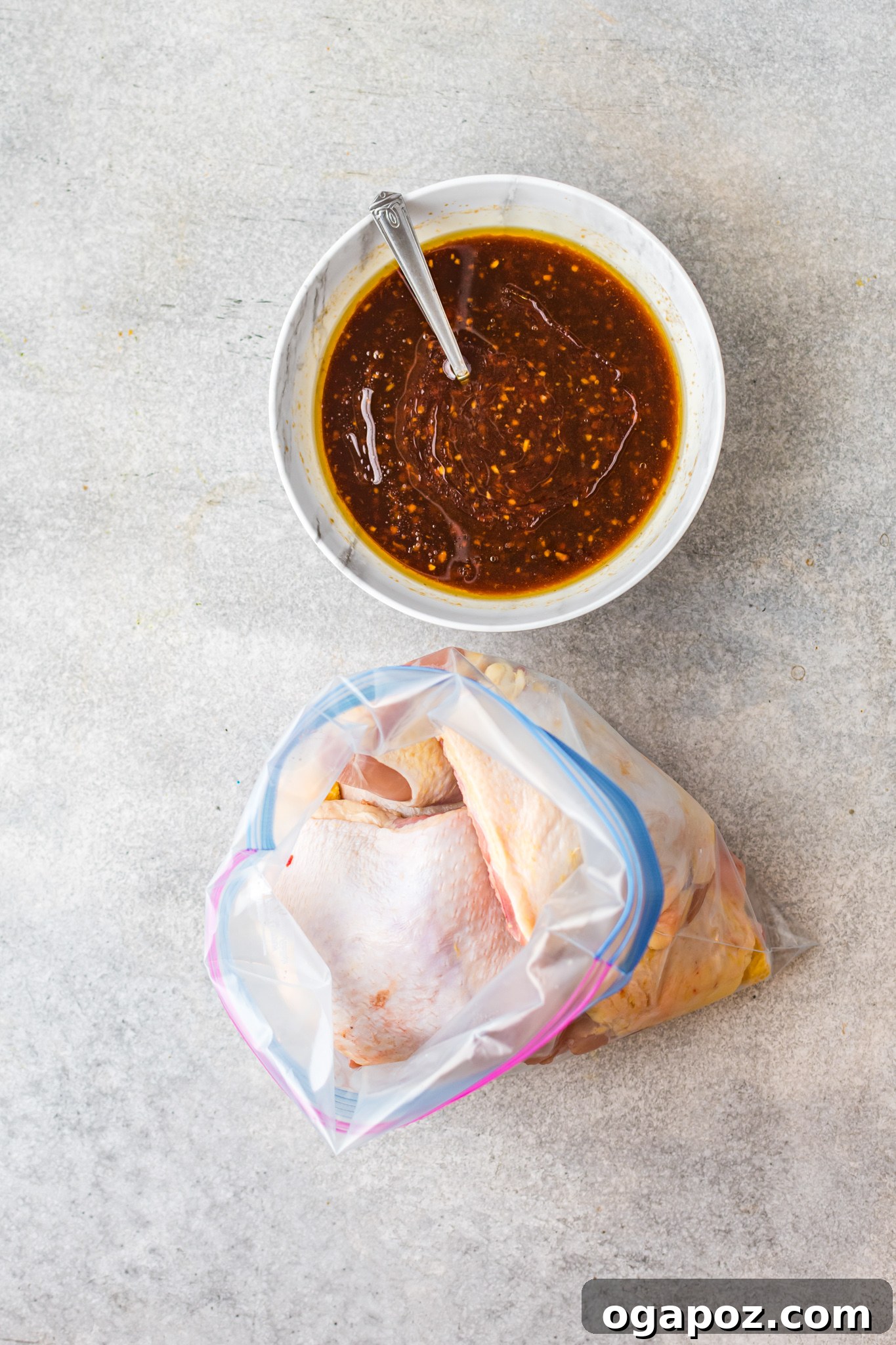 The savory Huli Huli Chicken marinade bubbling in a bowl, ready to infuse flavor.