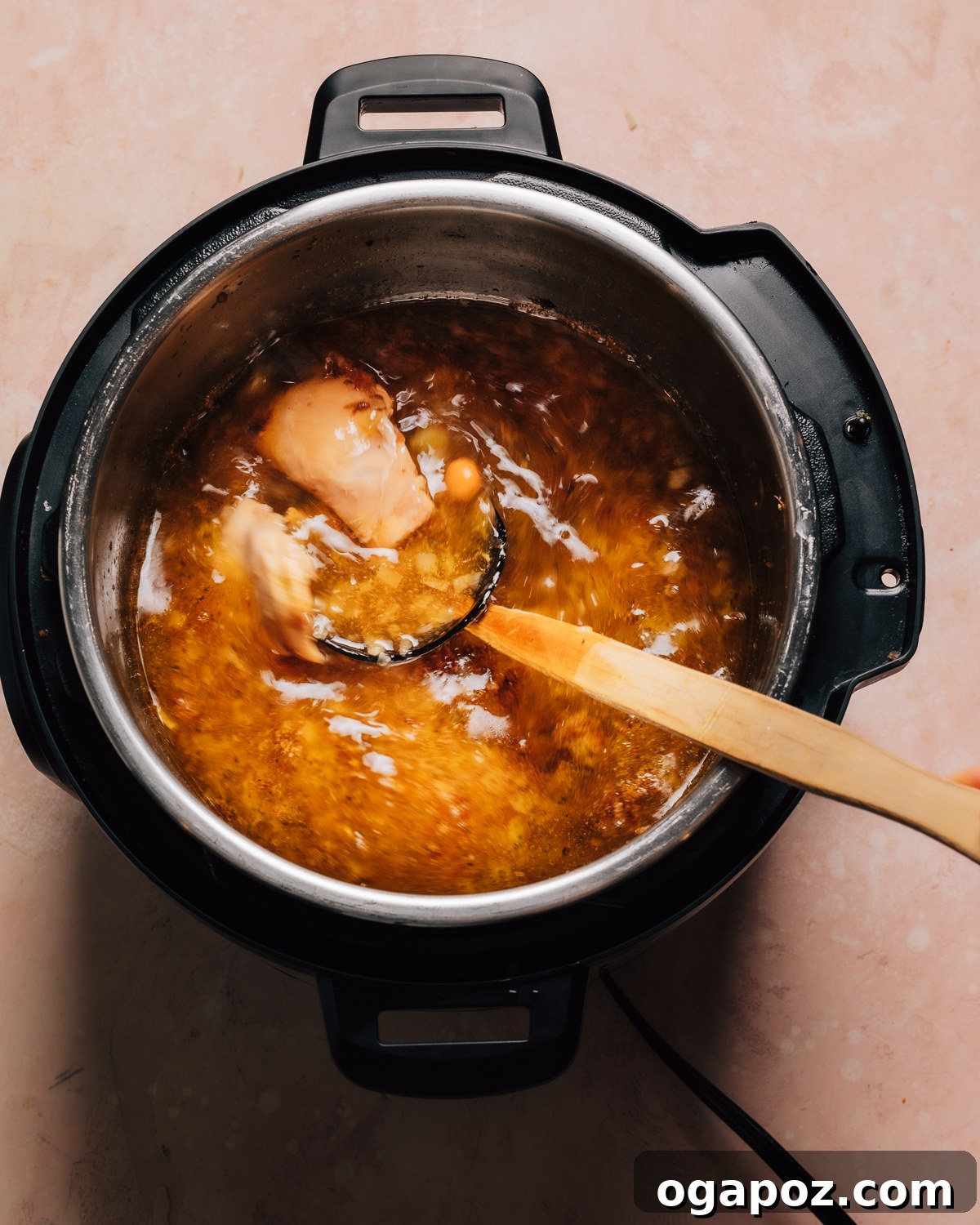 Effortless Instant Pot Chicken Soup for Busy Weeknights 6 Cooking egg noodles directly in the chicken soup inside an Instant Pot.