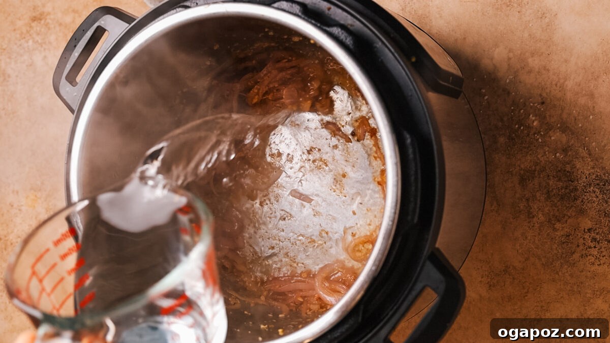 Instant Pot Fall Apart Roast Beef 6 adding beef broth