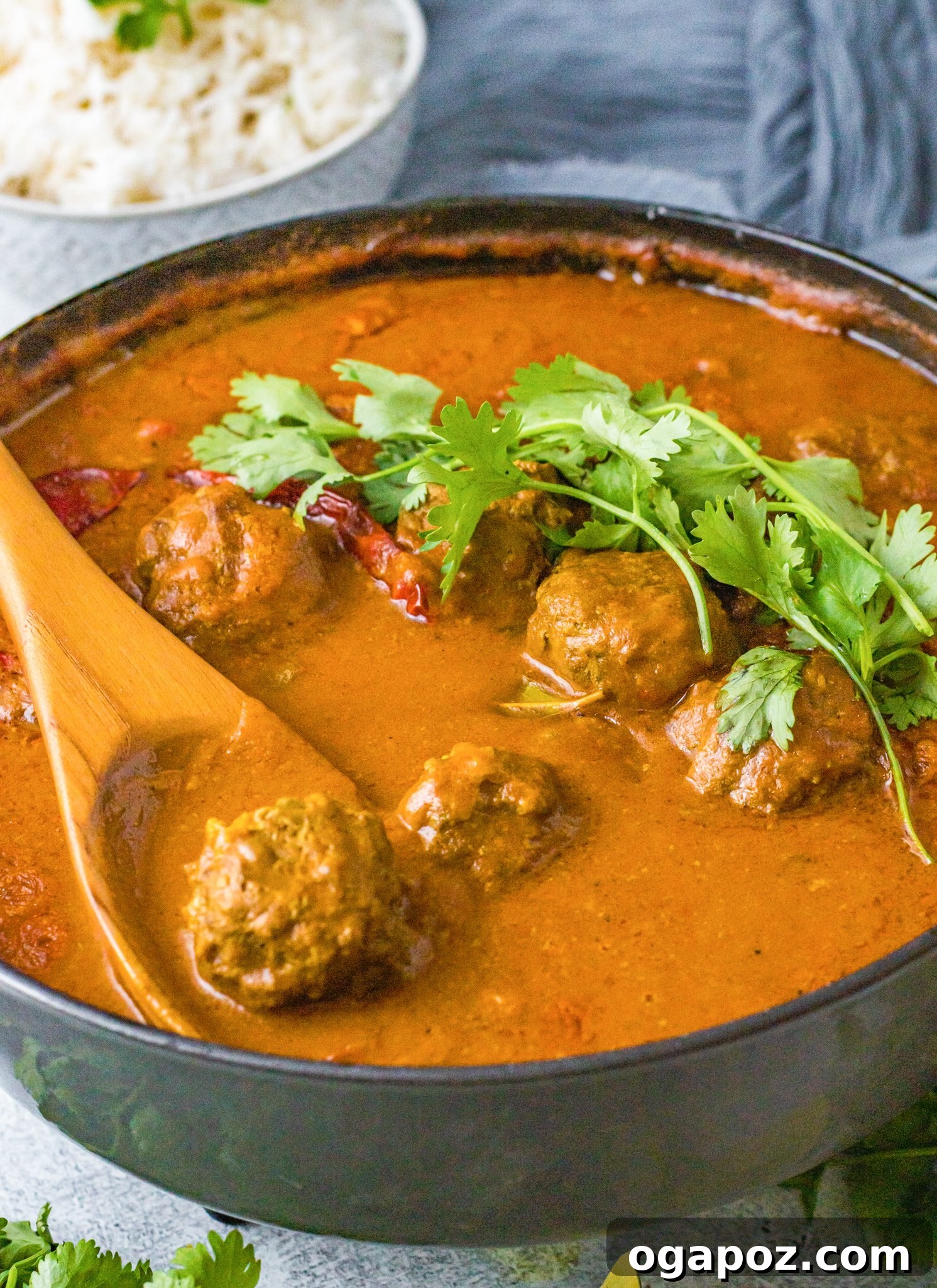 Golden Curry Meatballs 2 Curry Meatballs Recipe with cilantro and rice, a vibrant and flavorful dish.