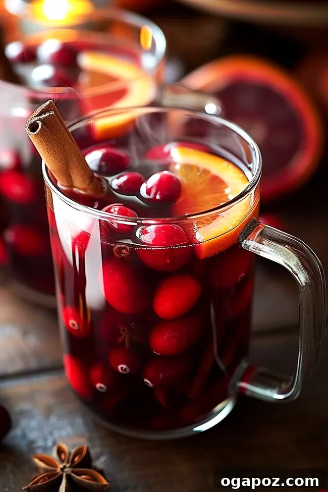 Warm & Festive: 20+ Easy Hot Drinks for a Perfect Christmas 19 Thanksgiving Spice Sangria in a glass with fruit slices and spices.