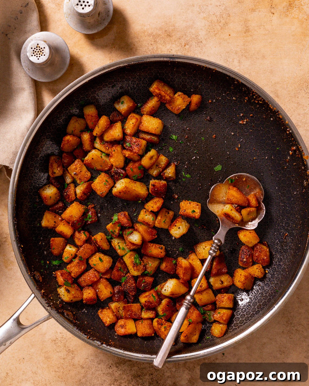 Crispy Fluffy French Fries 9 Fried Potatoes cooking in a frying pan