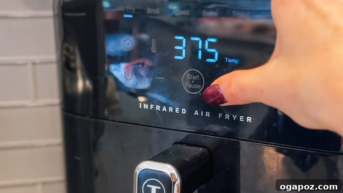 Succulent Air Fried Pork Tenderloin 8 Air Fryer Pork Tenderloin: Carefully placing the marinated pork into the air fryer basket.