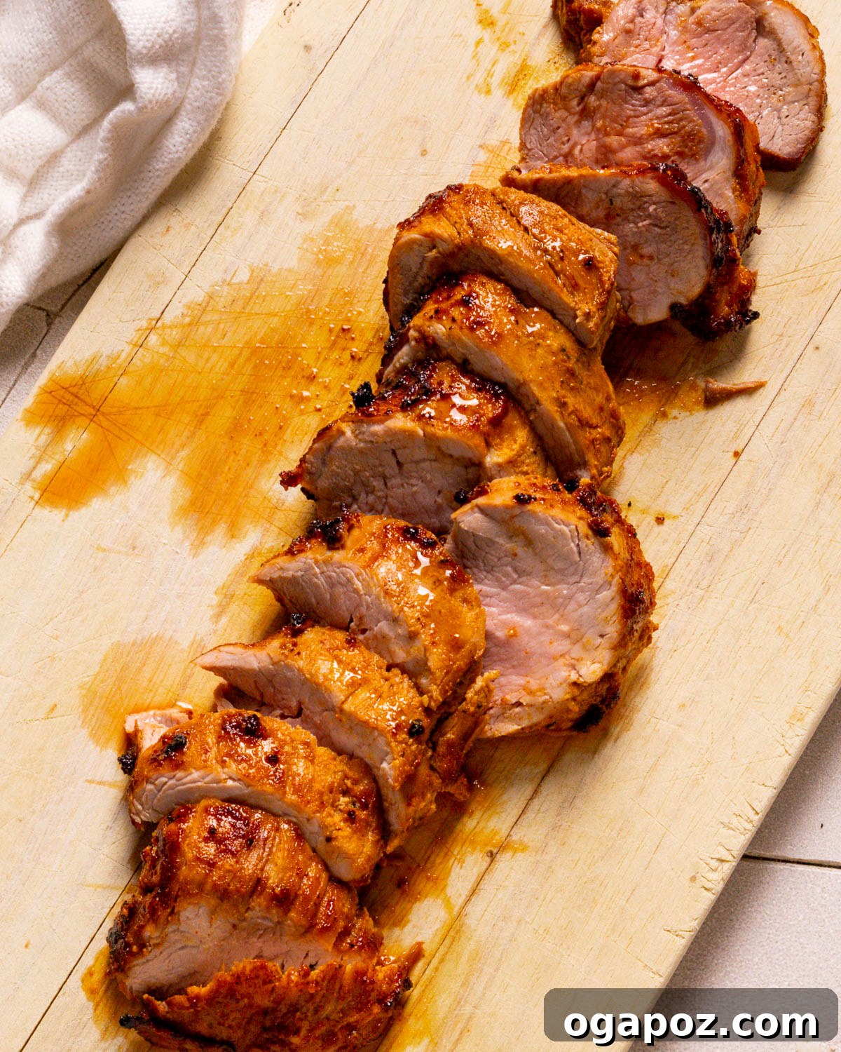 Succulent Air Fried Pork Tenderloin 10 Air Fryer Pork Tenderloin: Sliced medallions revealing a juicy interior.