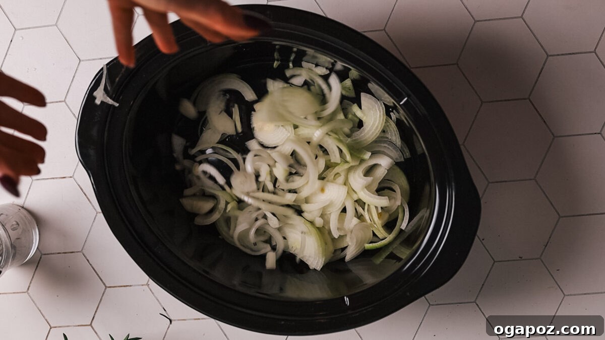 Melt in Your Mouth Slow Cooked Pork Shoulder 8 adding onion