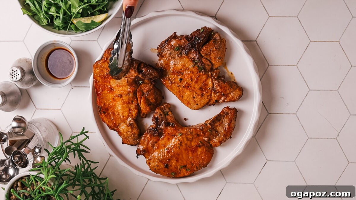 Succulent Air Fryer Pork Chops Every Time 9 pork chop in plate