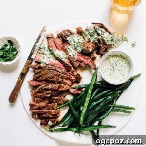 Mastering Flat Iron Steak for Unrivaled Tenderness and Juiciness 7 Flat iron steak recipe with green beans and sauce.
