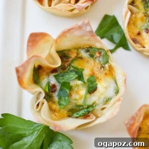Mediterranean Quiche Parcels 9 Mediterranean Quiche Wontons on a wooden board