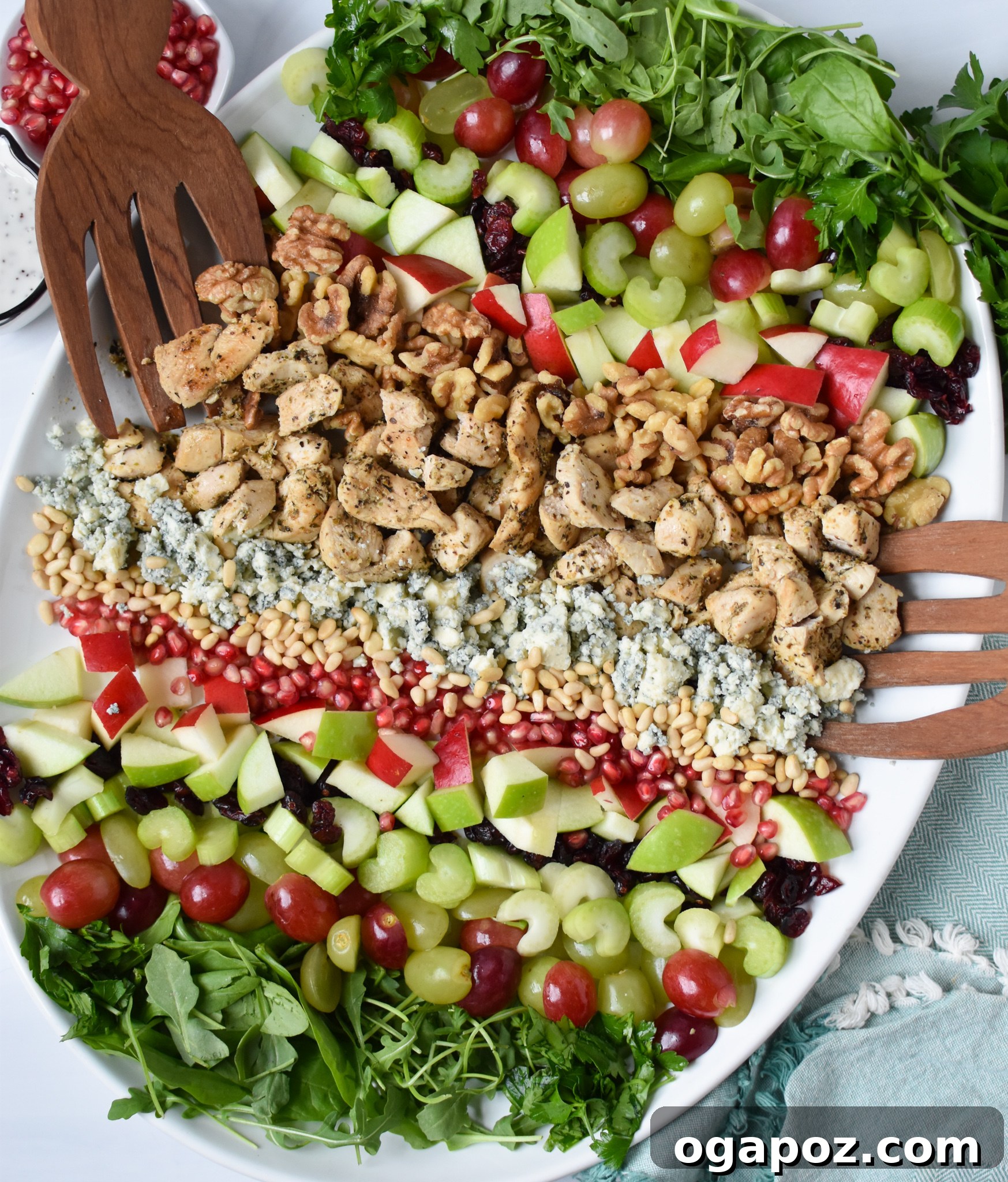 Crisp Apple and Walnut Waldorf Salad 5 A grand display of Waldorf Salad on a large white platter, highlighting its abundance and visual appeal.