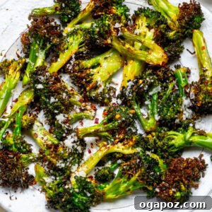 Air Fryer Broccoli recipe finished and plated.
