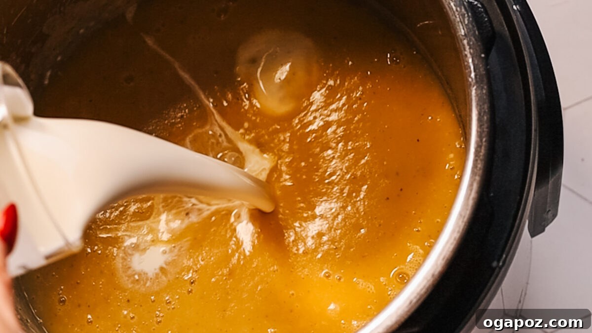 Effortless and Delicious Instant Pot Potato Soup 9 adding heavy cream or milk in soup